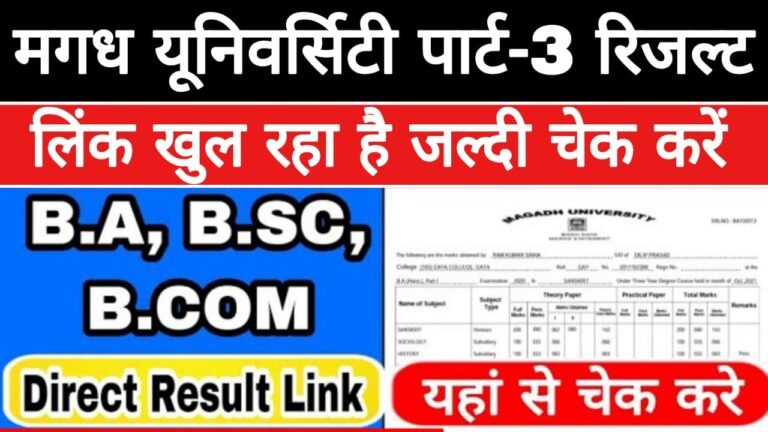 Magadh University Part 3 Result 2019-22